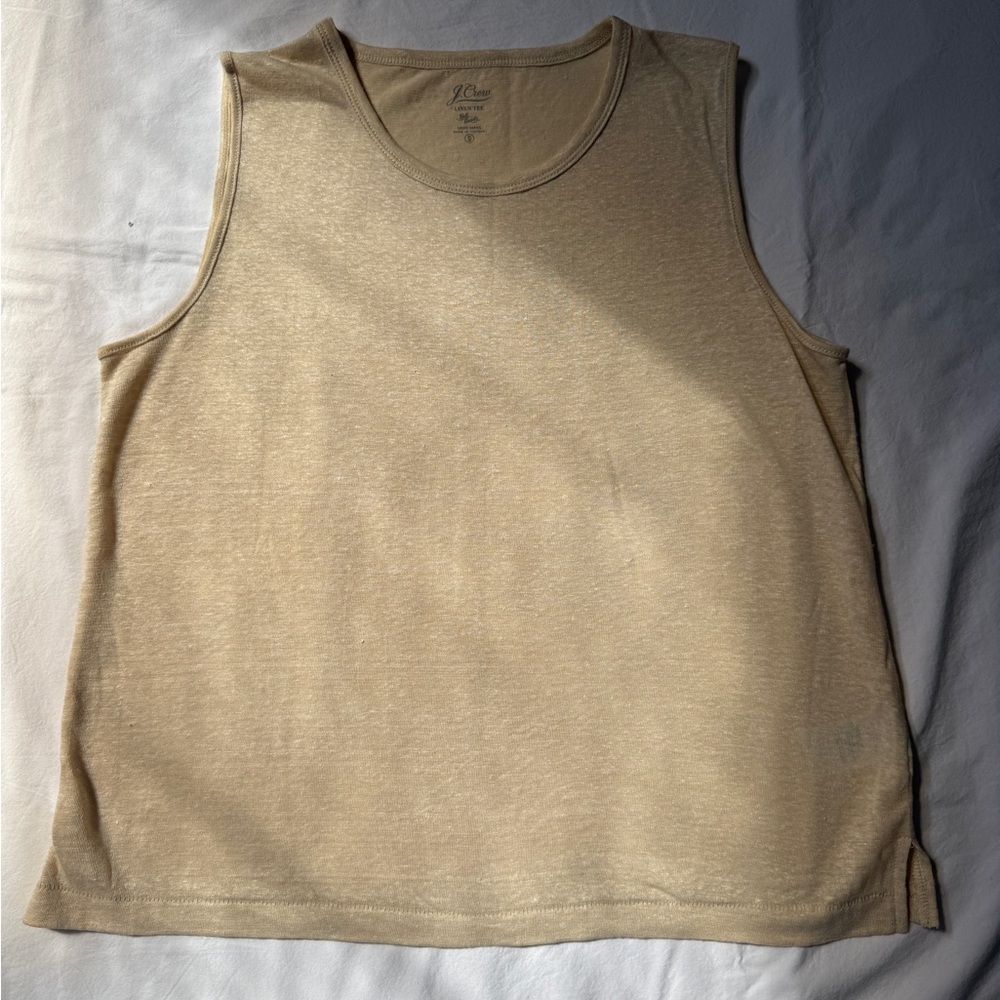 J. Crew Tan Linen Muscle Tee